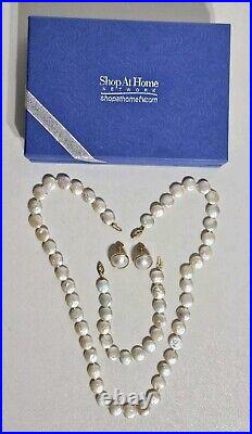 14K Gold 11mm Baroque Coin Pearl Necklace Bracelet & Earring Set