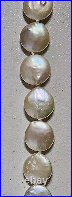 14K Gold 11mm Baroque Coin Pearl Necklace Bracelet & Earring Set