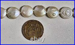 14K Gold 11mm Baroque Coin Pearl Necklace Bracelet & Earring Set