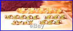 14K Gold Antique Krementz Enameled Seed Pearl Lingerie Pins Brooch Set 11.8 Gram
