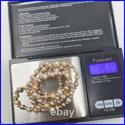 14K Gold Bead Tri-Colored Pearl Necklace Bracelet Set