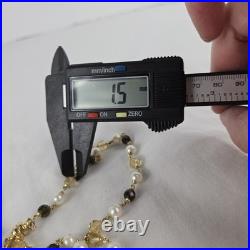 14K Gold Beaded Garnet Citrine Pearl Necklace Bracelet Set World Wide Imports