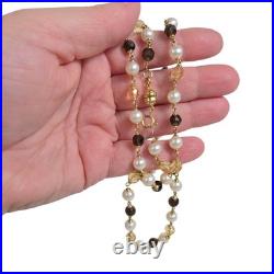 14K Gold Beaded Garnet Citrine Pearl Necklace Bracelet Set World Wide Imports