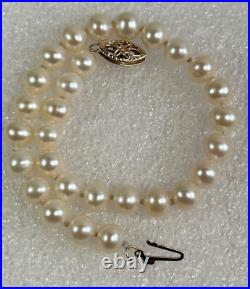 14K Gold Clasp 5.7- 7mm Pearl Necklace & Bracelet Set