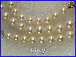 14K Gold Clasp 5.7- 7mm Pearl Necklace & Bracelet Set