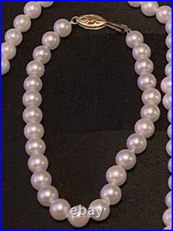 14K Gold Clasp Cultured Freshwater Pearl Necklace & Bracelet Set, 28 Grams Wt