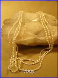 14K Gold, Freshwater Ivory Colored Rice Pearl, 3 Strand Necklace & Bracelet Set
