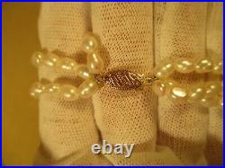 14K Gold, Freshwater Ivory Colored Rice Pearl, 3 Strand Necklace & Bracelet Set