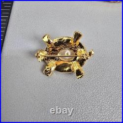 14K Gold Freshwater Pearl Necklace & Gold-Tone Turtle Bangle Bracelet Set