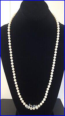 14K Gold Pearl Necklace Bracelet Set Single Strands Cultured Signed Vtg 29 & 8