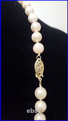 14K Gold Pearl Necklace Bracelet Set Single Strands Cultured Signed Vtg 29 & 8