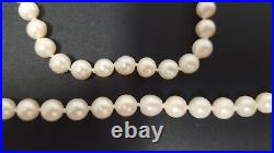 14K Gold Pearl Necklace Bracelet Set Single Strands Cultured Signed Vtg 29 & 8