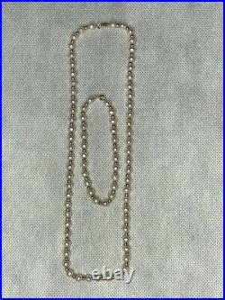 14K Gold & Pearl Set of Necklace and Bracelet Delicate Fancy 2 Piece Set