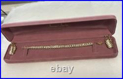 14K Gold Puff Ball/Fresh Water Pearl Bracelet/Dangle Earring Set Pre-owned