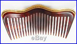 14K Gold Victorian Art Nouveau Faux Tortoise Shell Pearl Motif Hair Comb Set