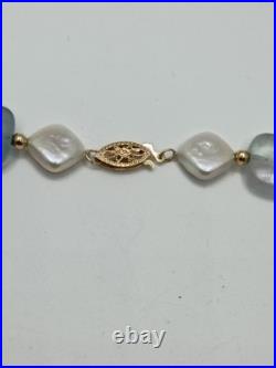 14K Gold Vintage Fluorite Gemstone & Freshwater Pearl Necklace & Bracelet Set 14K Gold Vintage Fluorite Gemstone & Freshwater Pearl Necklace & Bracelet Set