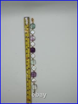 14K Gold Vintage Fluorite Gemstone & Freshwater Pearl Necklace & Bracelet Set 14K Gold Vintage Fluorite Gemstone & Freshwater Pearl Necklace & Bracelet Set