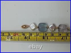 14K Gold Vintage Fluorite Gemstone & Freshwater Pearl Necklace & Bracelet Set 14K Gold Vintage Fluorite Gemstone & Freshwater Pearl Necklace & Bracelet Set