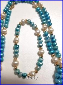 14K Gold and Freshwater Pearls 33 Necklace and 6 6.5 Bracelet Set 14K Gold and Freshwater Pearls 33 Necklace and 6 6.5 Bracelet Set