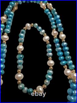 14K Gold and Freshwater Pearls 33 Necklace and 6 6.5 Bracelet Set 14K Gold and Freshwater Pearls 33 Necklace and 6 6.5 Bracelet Set
