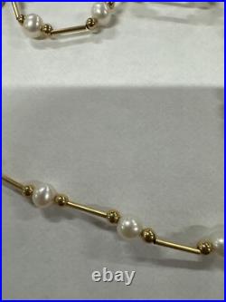 14K Gold and Pearl Necklace and Bracelet Set
