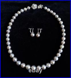 14K Silver South Sea Pearl Necklace & Earrings Set 9.5mm & 12mm 14K Silver South Sea Pearl Necklace & Earrings Set 9.5mm & 12mm