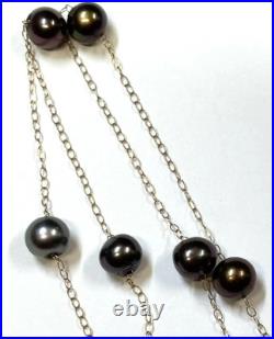 14K Solid Gold Vintage Real Pearl 5.2mm Earrings Necklace Set 18 Necklace #1