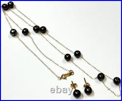 14K Solid Gold Vintage Real Pearl 5.2mm Earrings Necklace Set 18 Necklace #1