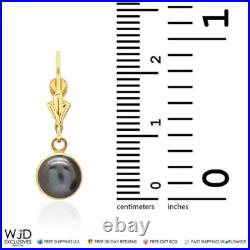 14K Solid Yellow Gold Bezel Set Black Pearl Dangle Leverback Earrings 7mm 14K Solid Yellow Gold Bezel Set Black Pearl Dangle Leverback Earrings 7mm