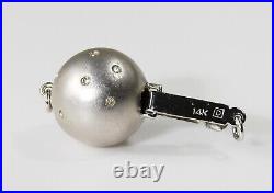 14K White Gold & 12 Bezel Set DIAMONDS 12mm Round Ball Clasp for Pearl Necklace