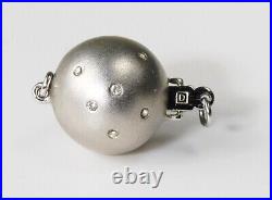 14K White Gold & 12 Bezel Set DIAMONDS 12mm Round Ball Clasp for Pearl Necklace