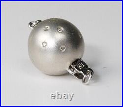 14K White Gold & 12 Bezel Set DIAMONDS 12mm Round Ball Clasp for Pearl Necklace