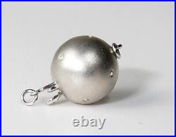 14K White Gold & 12 Bezel Set DIAMONDS 12mm Round Ball Clasp for Pearl Necklace