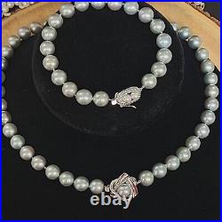 14K White Gold Fancy Clasp Teal Pearl Bracelet 8.25 & Necklace 16.75 set 14K White Gold Fancy Clasp Teal Pearl Bracelet 8.25 & Necklace 16.75 set