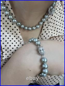 14K White Gold Fancy Clasp Teal Pearl Bracelet 8.25 & Necklace 16.75 set 14K White Gold Fancy Clasp Teal Pearl Bracelet 8.25 & Necklace 16.75 set