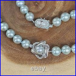 14K White Gold Fancy Clasp Teal Pearl Bracelet 8.25 & Necklace 16.75 set 14K White Gold Fancy Clasp Teal Pearl Bracelet 8.25 & Necklace 16.75 set