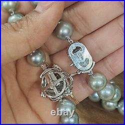14K White Gold Fancy Clasp Teal Pearl Bracelet 8.25 & Necklace 16.75 set 14K White Gold Fancy Clasp Teal Pearl Bracelet 8.25 & Necklace 16.75 set