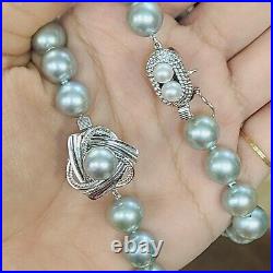14K White Gold Fancy Clasp Teal Pearl Bracelet 8.25 & Necklace 16.75 set 14K White Gold Fancy Clasp Teal Pearl Bracelet 8.25 & Necklace 16.75 set