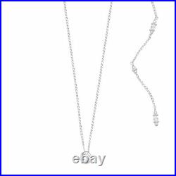 14K White Gold Fn Elegant Back Drop Necklace Round Bezel Set 925 Sterling Silver