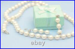 14K White Gold Natural White Genuine Pearl Necklace, Bracelet, Earrings Set