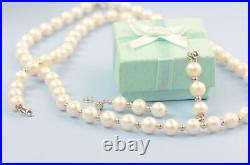 14K White Gold Natural White genuine Pearl Necklace, Bracelet, Earrings Set