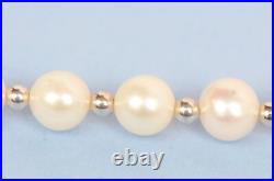 14K White Gold Natural White genuine Pearl Necklace, Bracelet, Earrings Set