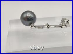 14K White Gold Smokey Pearl & Diamond Pendant & Earring Set