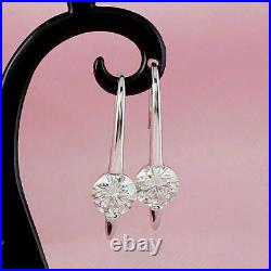 14K White Gold Tension Set Engagement Solitaire Drop Earrings 2.45 Ct Diamond