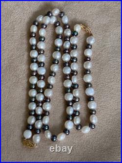 14K YELLOW GOLD 7mm WHITE 5mm BLACK FRESHWATER PEARL BRACELET NECKLACE SET 14K YELLOW GOLD 7mm WHITE 5mm BLACK FRESHWATER PEARL BRACELET NECKLACE SET