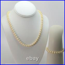 14K YG Akoya Pearl Necklace Bracelet Set