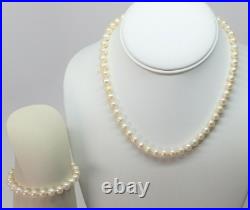 14K YG Akoya Pearl Necklace Bracelet Set Bridal