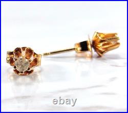 14K Yellow Gold 0.12 CT TW Diamond Pendant Necklace & Earrings Set Vintage 1.4G