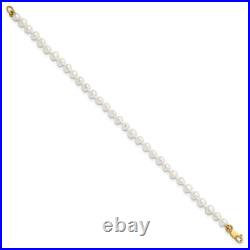 14K Yellow Gold 3-4mm FW Pearl 14in Necklace, 5in. Bracelet & Earring Set