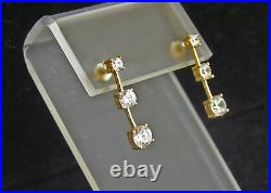 14K Yellow Gold 3-Stone Journey Necklace & Earrings Set DQ CZ Drop Dangle